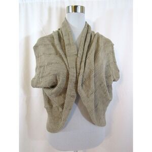 MOSSIMO XS Off Shoulder Brown Short‎ Sleeve Open Front Cable Knit Sweater